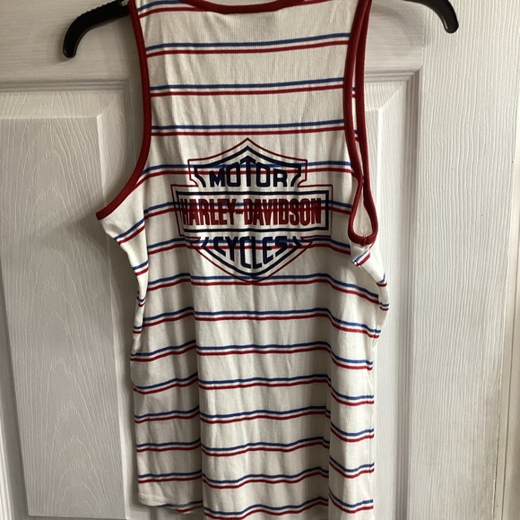 Harley-Davidson white w/red and black stripes size large EUC - Picture 2 of 4